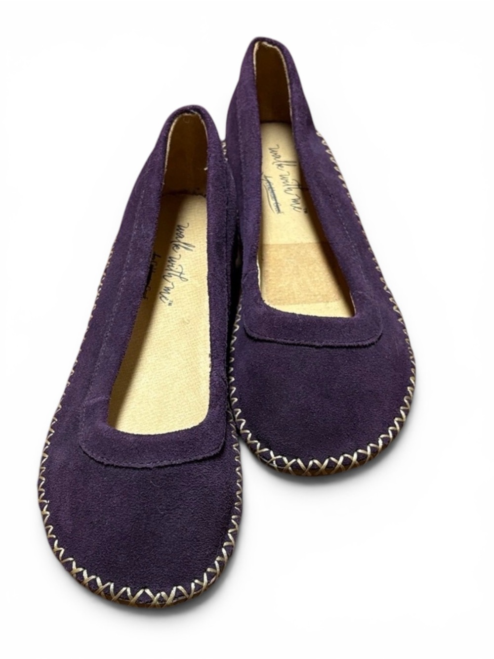 FLASH SALE Coldwater Creek “walk with me” Deep Purple Suede Loafers 6 Wide New